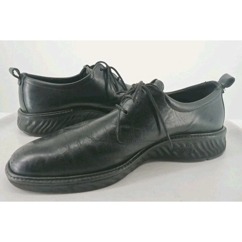 Ecco Mens Hybrid Black Leather Oxford Shoes Comfort Casual Walking SZ 11   DB3